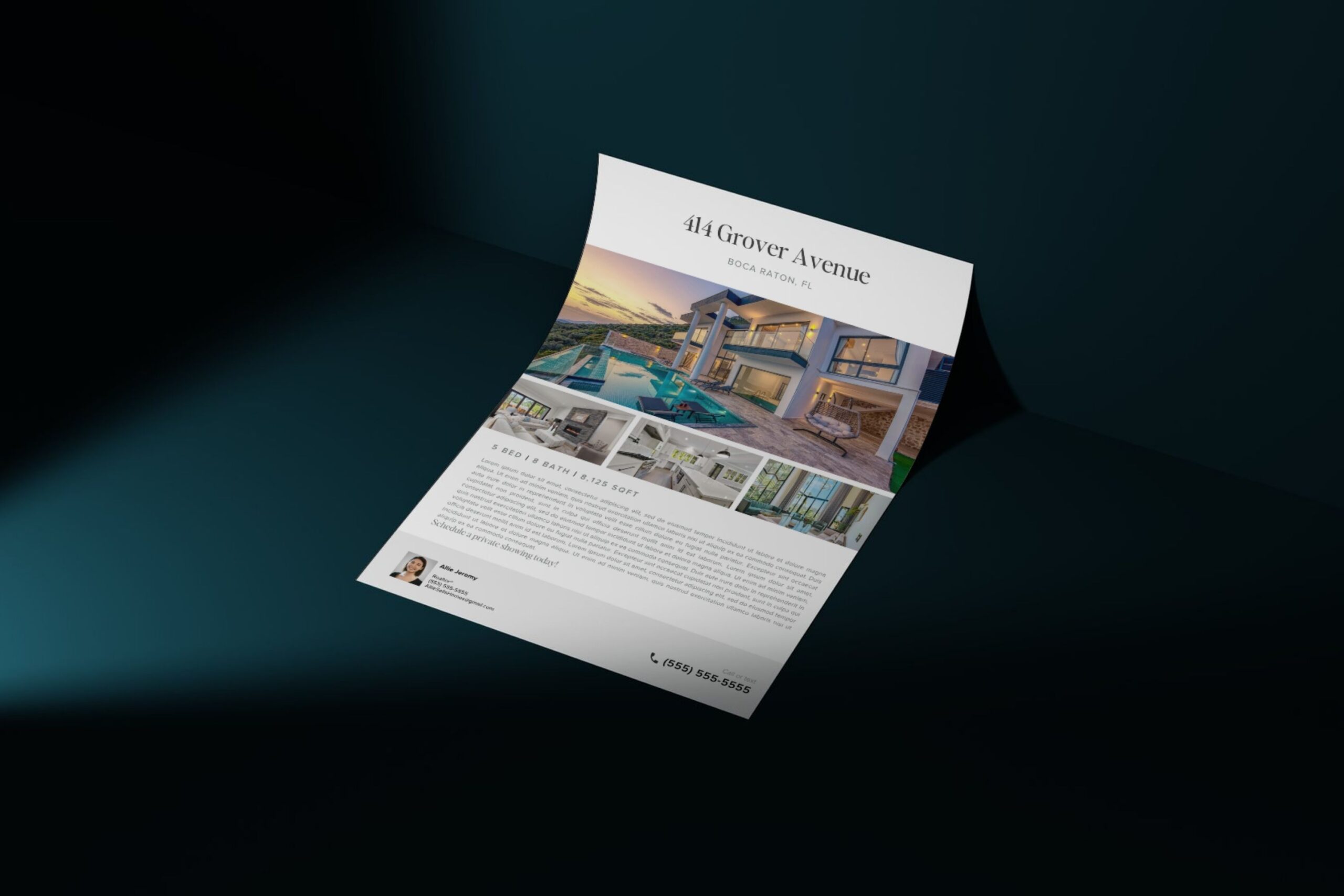 Flyer showcasing luxury home details as part of real estate listings