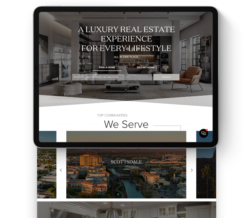 tablet mockup of website