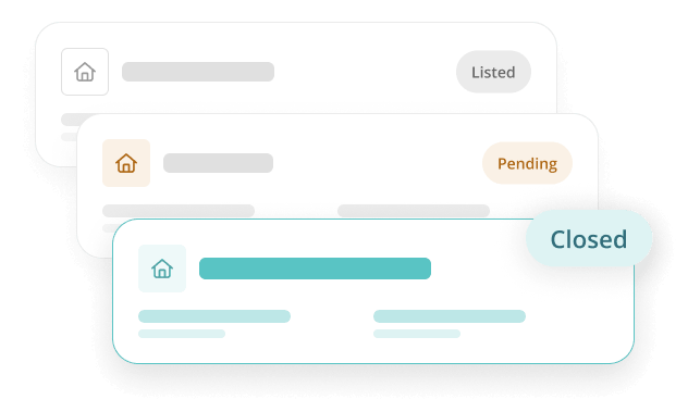 Transaction pipeline showing task checklists and a closed deal